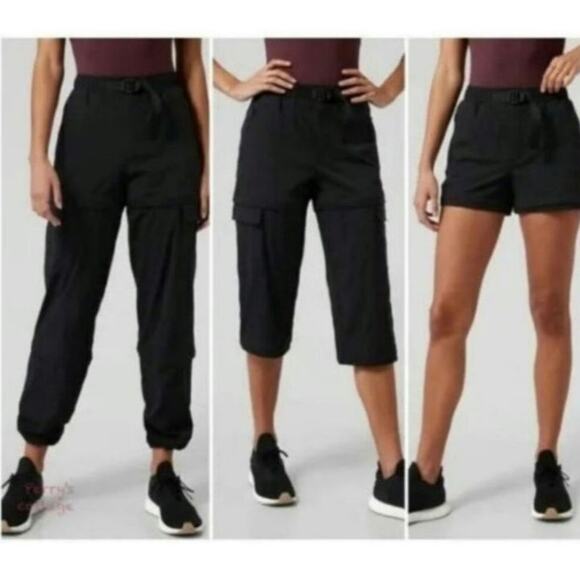 Athleta Trekkie 3-Way Convertible UPF Hiking Black Pants Size 16 NWT - Picture 1 of 13